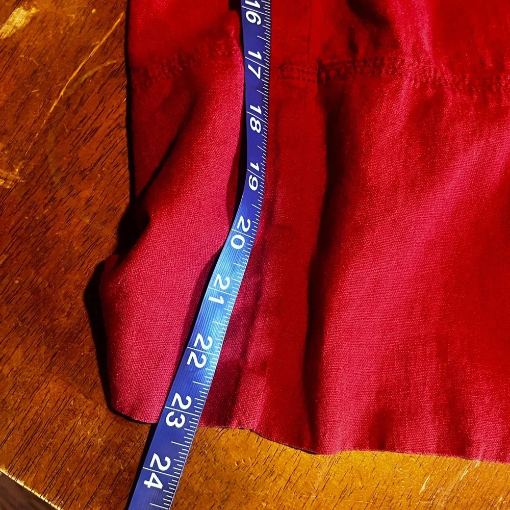 Banana Republic Red Linen Blend Wide Leg Crop Pleated Pants Womens Medium Coast